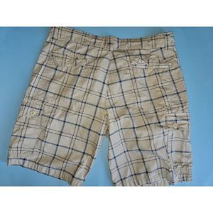 OP Ocean Pacific Mens Tan With Black Blue Plaid Size 42